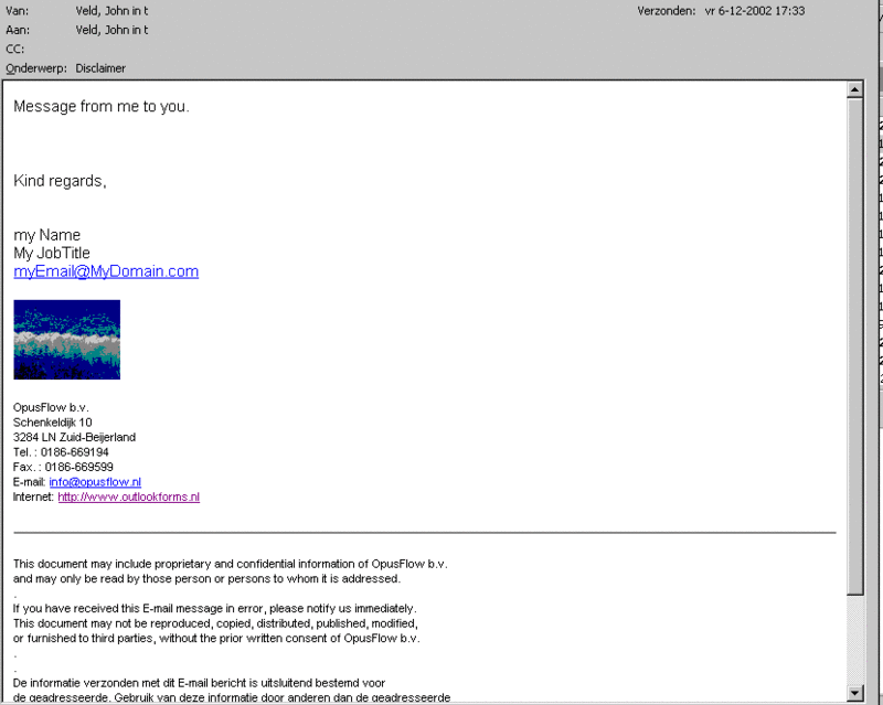 OutlookDisclaimer Screenshot